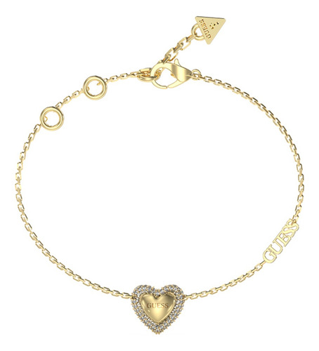 Pulsera Mujer Corazon Guess Beloved Ajustable Color Dorado Diámetro 9 Cm Largo 18 Cm
