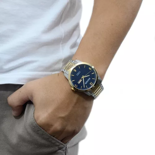 Relógio Magnum Masculino Automático Ma35066a Misto Azul