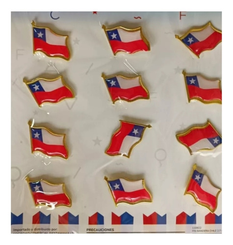 12 Pin Piocha Bandera Chilena Fiestas Patrias 2.7x3cm