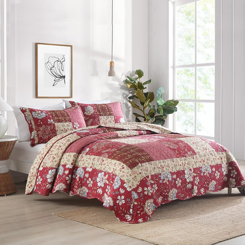 Camandy Juego De Colcha De Algodón, Juego De Cama De 3 Juego