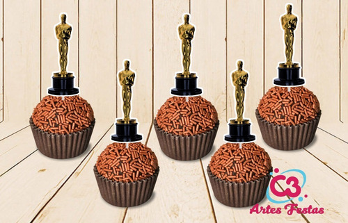 Oscar Hollywood Cinema 50 Topper Tag Para Docinhos Doces