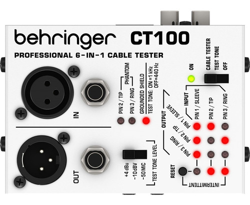 Behringer Ct-100 Probador De Cables Señal Audio Tester Pro