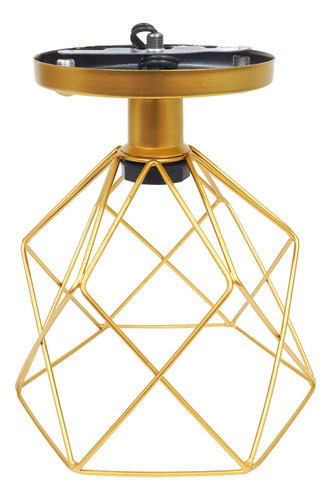 Lámpara LED industrial tipo candelabro Plafon Aramado, copa retro, color dorado