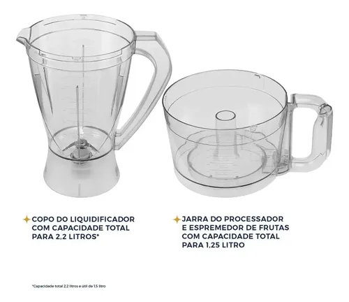 Multiprocessador Britânia BMP900 1000W 3 em 1 Inox Preto 220V