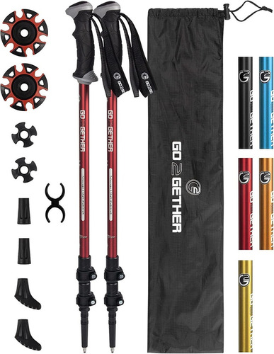 Bastones De Trekking Telescopico Con Accesorios - Rojo