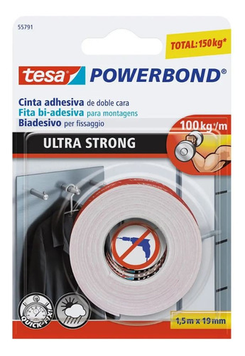 Cinta Doble Faz 19mm X 1,5mts Ultrafuerte -tesa Powerbond