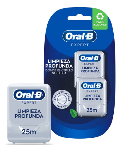 Hilo Dental Oral-b Multi-beneficios 25 Metros. 2 Unidades