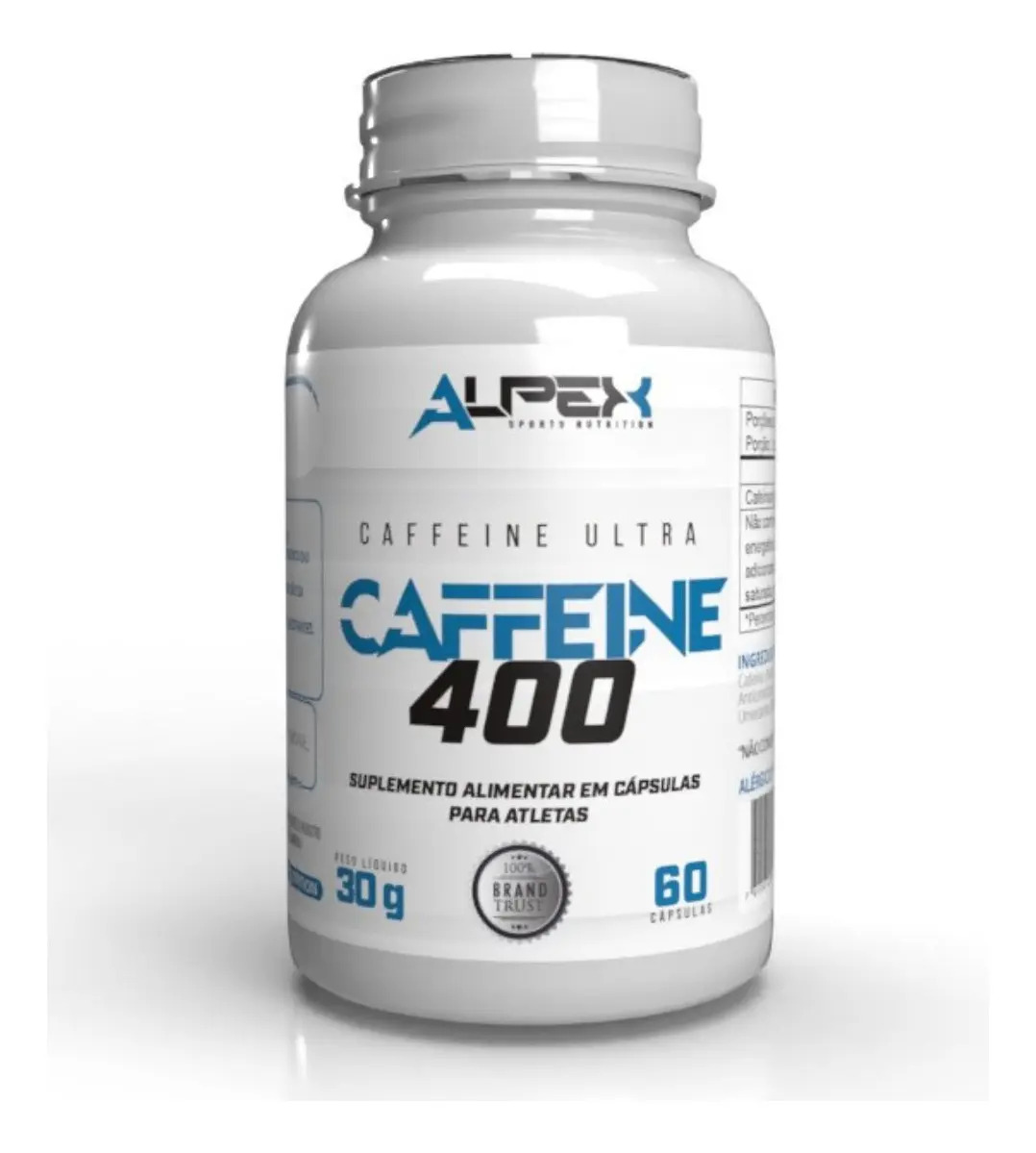 Cafeína 400mg 60 Cápsulas - Alpex Sports Nutrition Sabor Sem sabor