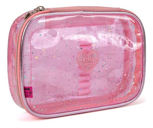 Estojo Box Escolar Transparente C/ Glitter Para Meninas 2024