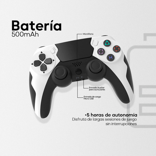 Joystick Inalámbrico Genérico Recargable Bluetooth 4.0 - Gris - Doubleshock Para Pc Gamer, Compatible con Ps4, Batería Recargable, Pantalla Táctil, Wireless Controller.