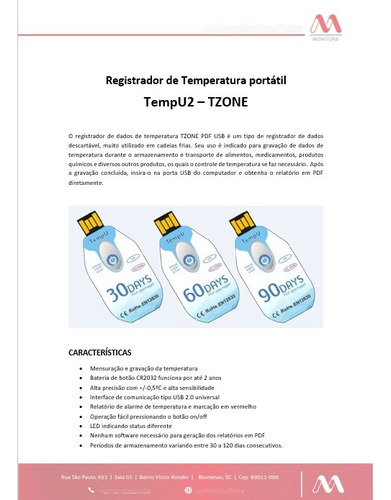 5 (cinco) Termógrafos - Data Logger - Tzone 90d