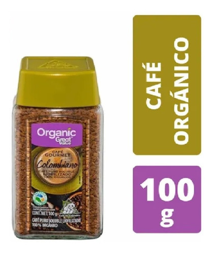 Great Value Organic Café Soluble Colombiano 100 Gr