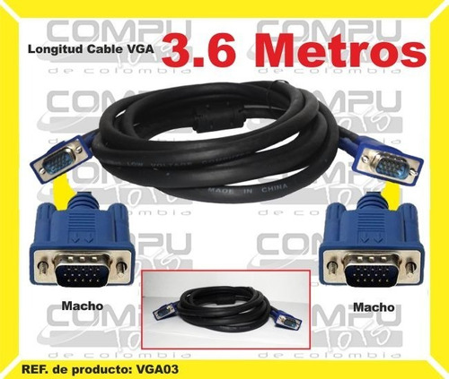 Cable Vga Macho - Macho 3 M Ref: Vga03 Computoys Sas
