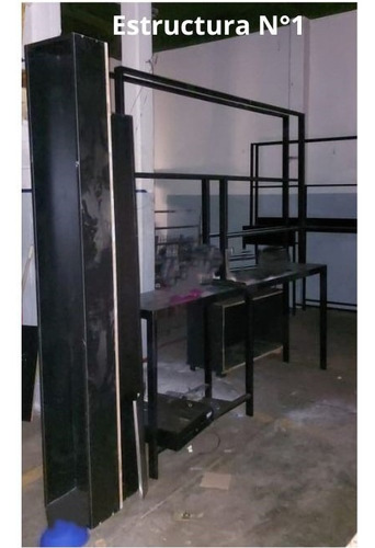 Lote 2 Estanterias Comercial Hierro Y Muebles En Madera Negro (Usado)