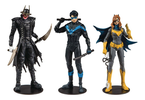 3 Pack Dc Multiverse Batgirl Batman Who Laughs  Nightwing 