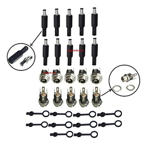 55mm X 21mm 10pack Macho Dc Power Plug Solder Power Jack Ada