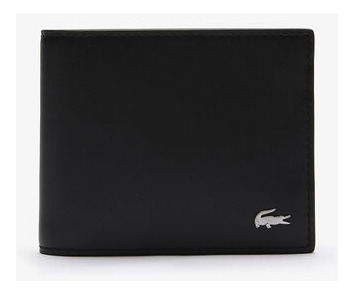 Billetera Lacoste Nh1115fg000 Color Negro Para Hombre Diseño de la tela Liso