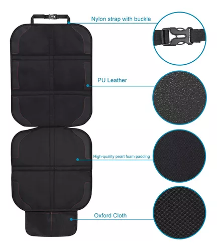 Protector De Asiento De Coche, Protector De Asientos Con Acolchado De Tela  Y Cuero De PU, Respaldo Antideslizante Con Bolsillos De Malla, Protectores