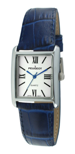 Reloj Mujer Peugeot 3036bl Cuarzo 18mm Pulso Azul En Cuero