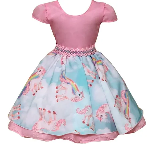 Vestido De Festa Infantil Unic rnio Luxo E Duas Tiaras Frete gr tis
