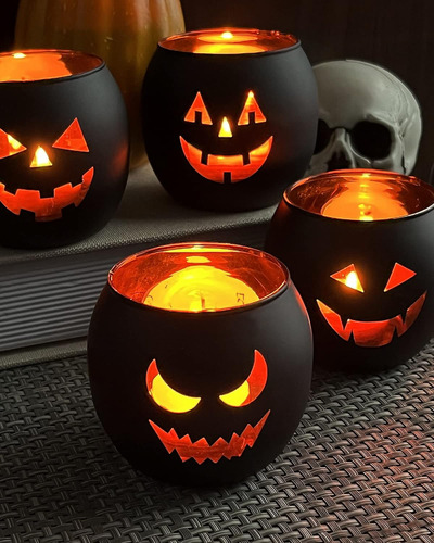Juego De 6 Portavelas Para Centro De Mesa De Halloween, N...