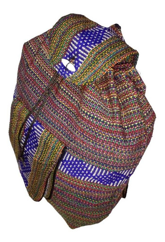 Mochila Mexicana Hecha A Mano, Mxhui-001, 1 Pza, 10kg, Morad Color Morado/ Azul/ Rojo