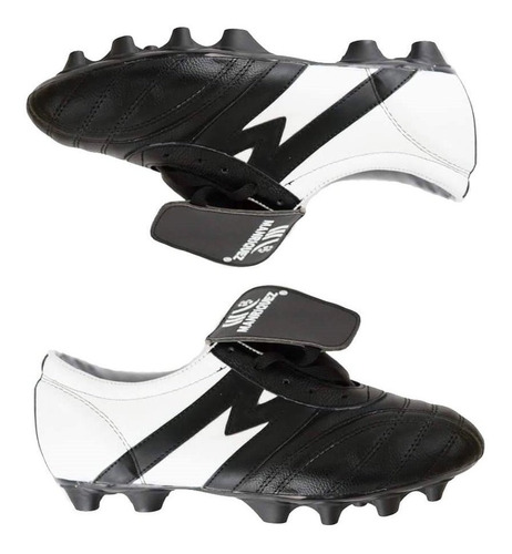 Tacos Futbol Soccer Manríquez Eclipse Negro Blanco 100% Piel