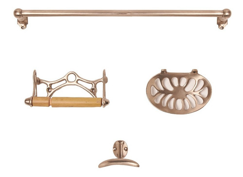 Set Kit Juego Accesorios Para Baño 4 Piezas Bronce Cromado