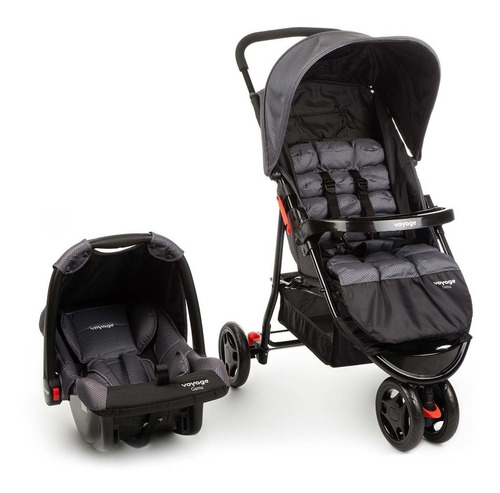 Imagem 1 de 10 de Carrinho De Bebe Travel System Delta - Cinza Grid - Voyage