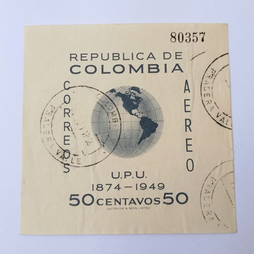 Estampilla Hoja Filatelia U.p.u. 1874 - 1949 Colombia