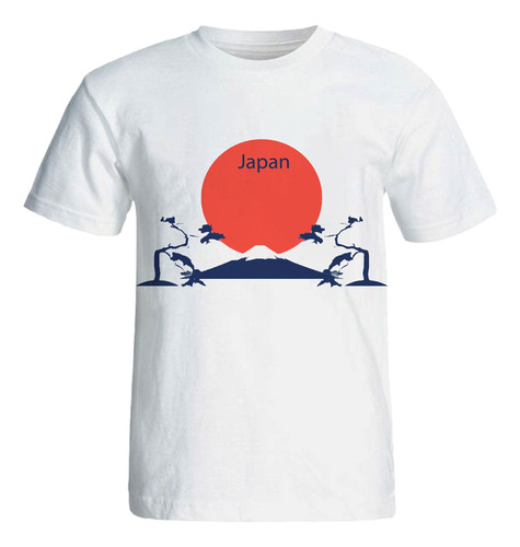 Camiseta Personalizada Japão Sol Se Por Monte Fuji Unissex