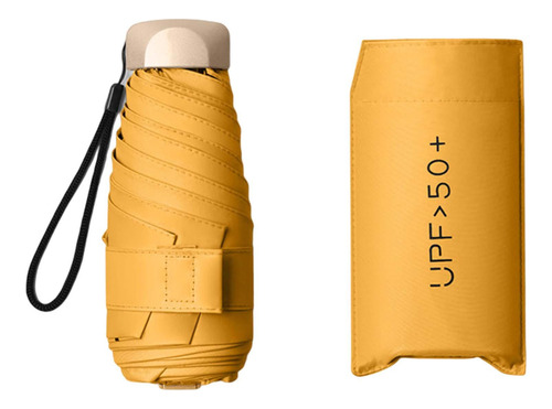 Sombrilla De Viaje Paraguas Compacto Mochila Amarillo