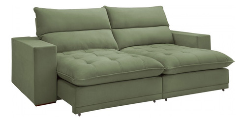 Sofá 2 Lugares Martinho Retrátil Boucle Verde - Celflex Cor Verde-claro