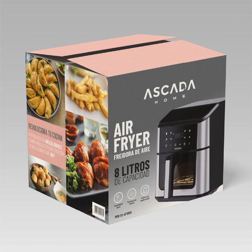Freidora De Aire Ascada Air Fryer 8l Digital Con Ventana Temporizador