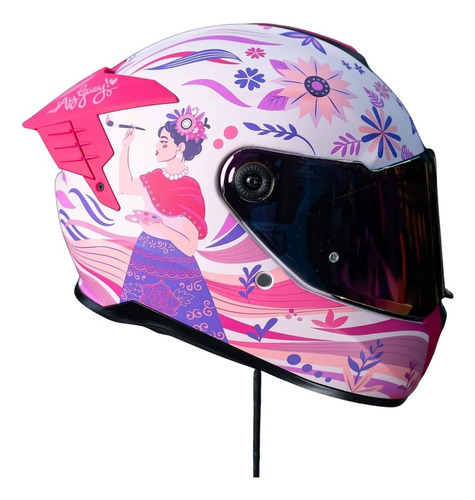 Casco Moto Integral Axxis Ay Güey Pintora Ece2206 Dama Rosa Claro C8 S