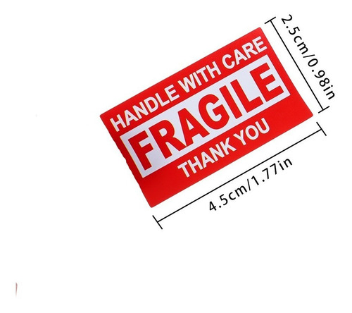 250 Etiquetas, Chica, Frágil, Horizontal 2.5 Cm X 4.5cm.