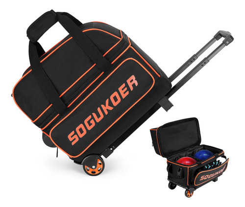 Bolsa De Bolos Con Ruedas Doble Bola Compartimento Grande