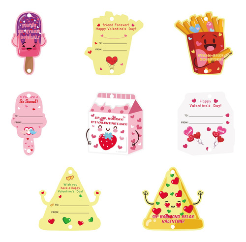 Juego De Pegatinas, Pajitas Y Tarjetas De San Valentín Para