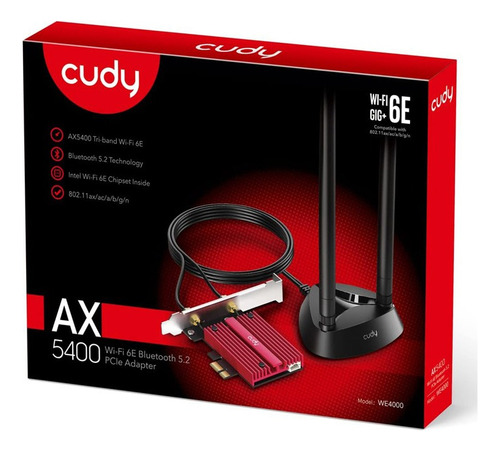 Tarjeta Wifi 6e Cudy We4000 Pci-e Ax5400 + Bluetooth 5.2 Kt