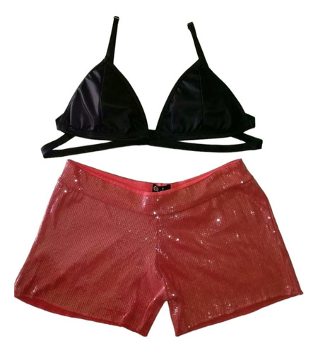 Mini Short Coral Lentejuelas 