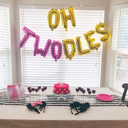 Oh Twodles Globos Minnie Mouse Segundo Cumpleaños De La Tort