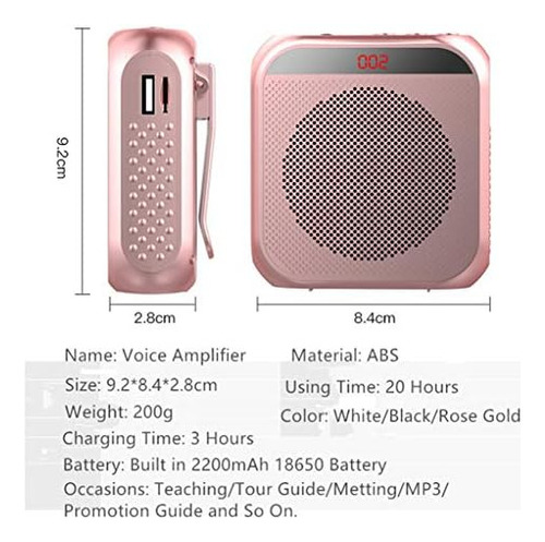 Amplificador De Voz Portátil Con Micrófono Con Cable Auricul