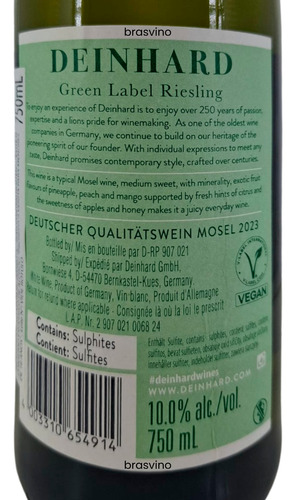 Vinho Deinhard Green Label Riesling Branco Alemanha 750ml
