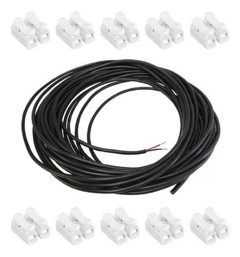 Cable Bipolar Exterior 1mm 18awg X10m + Borneras 10 Unidades