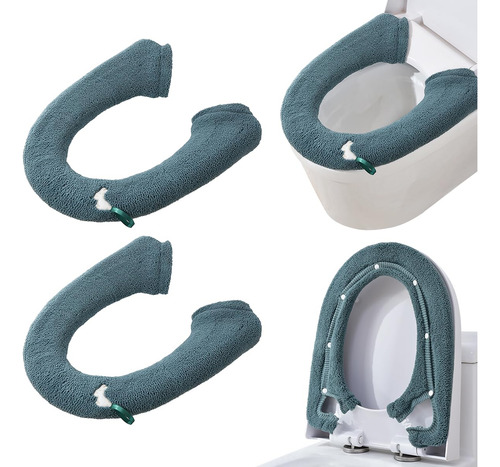 Fundas Para Asiento De Inodoro 2 Unidades Felpa Verde Color
