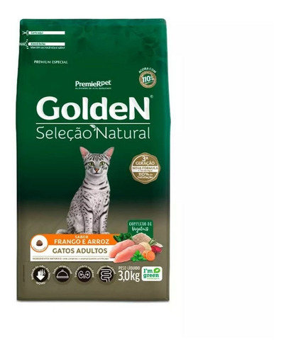 Ração P/ Gato Adulto Seleção Natural Frango 3kg Golden