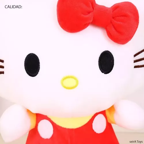Sanrio Hello Kitty - Peluche de mezclilla (9.8 in) (cinta roja)