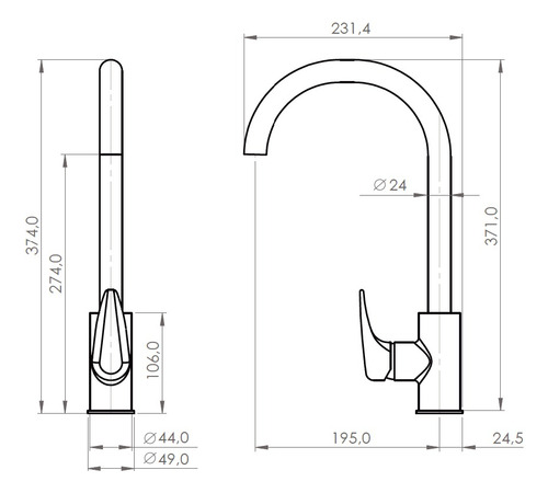 Monomando Grifo Llave Lavaplatos Piero Stretto