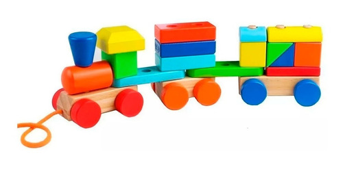 Imagen 4 de 8 de Acool Tren De Arrastre Madera Ensarte Didactico Ac7621