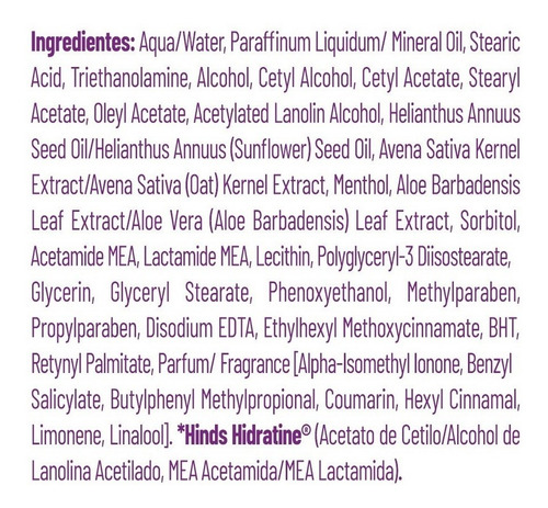 Crema Corporal Hinds Hidratación Extrema Avena 400 Ml